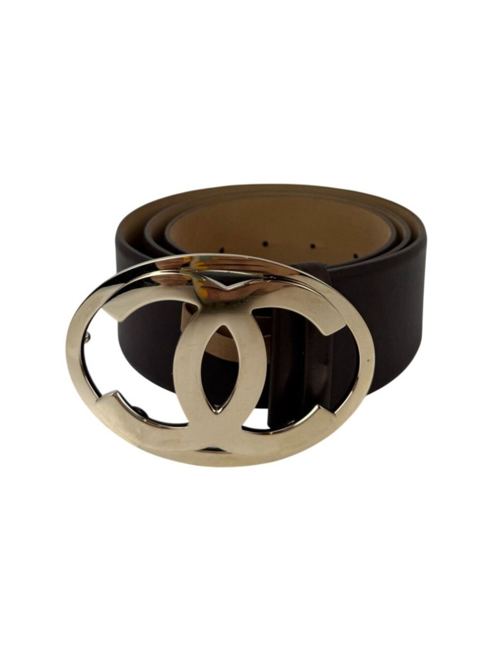 Chanel Interlocking CC Logo Brown Leather Belt 95/38